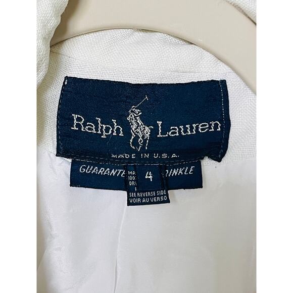 Vintage Ralph Lauren Cream Linen Blazer Size 4 - Picture 2 of 10